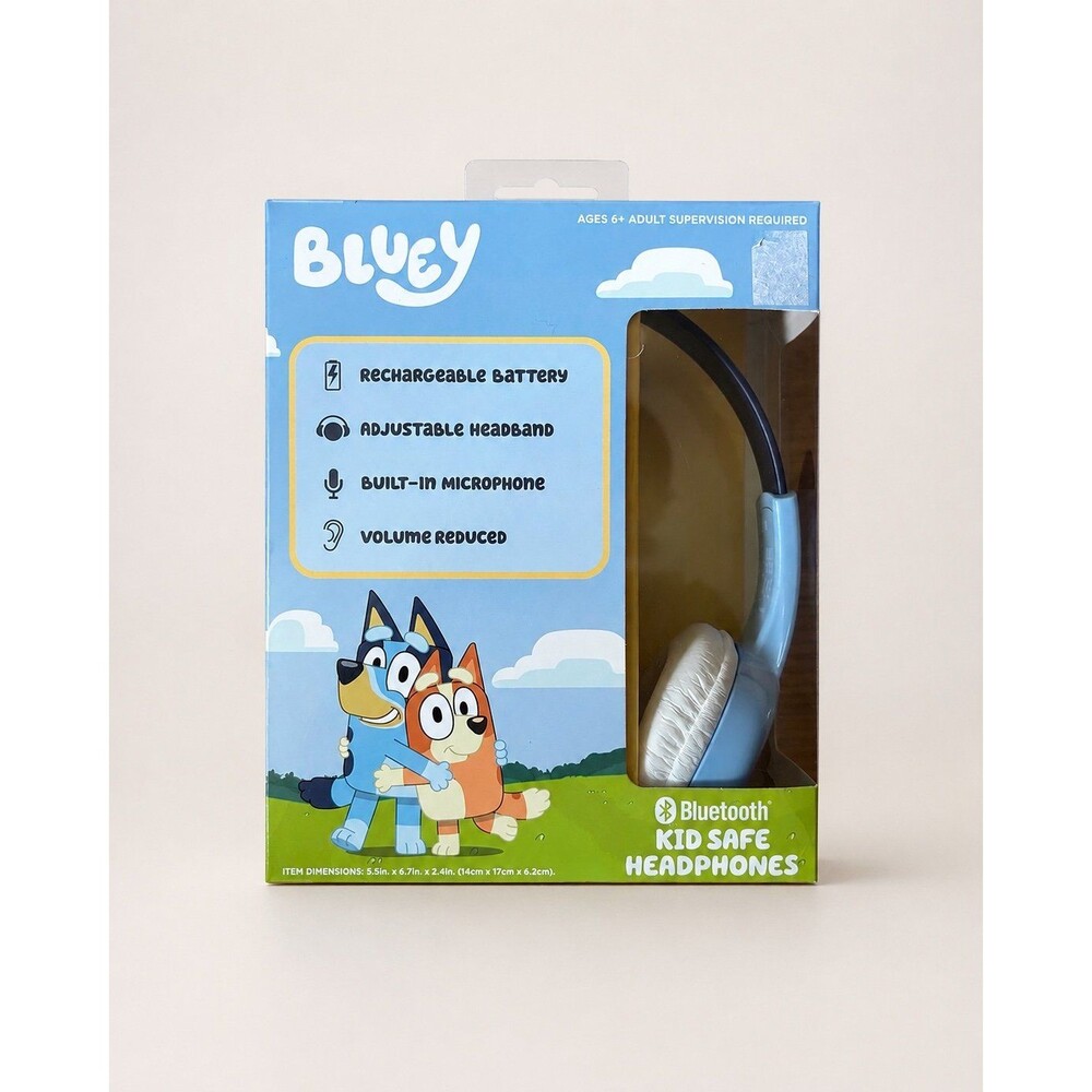 Bluey Bluetooth Kid Safe Headphones Rechargeable Built-In Mic Brand New